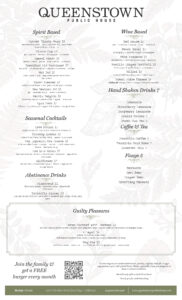 Dinner menu - Queenstown Public House